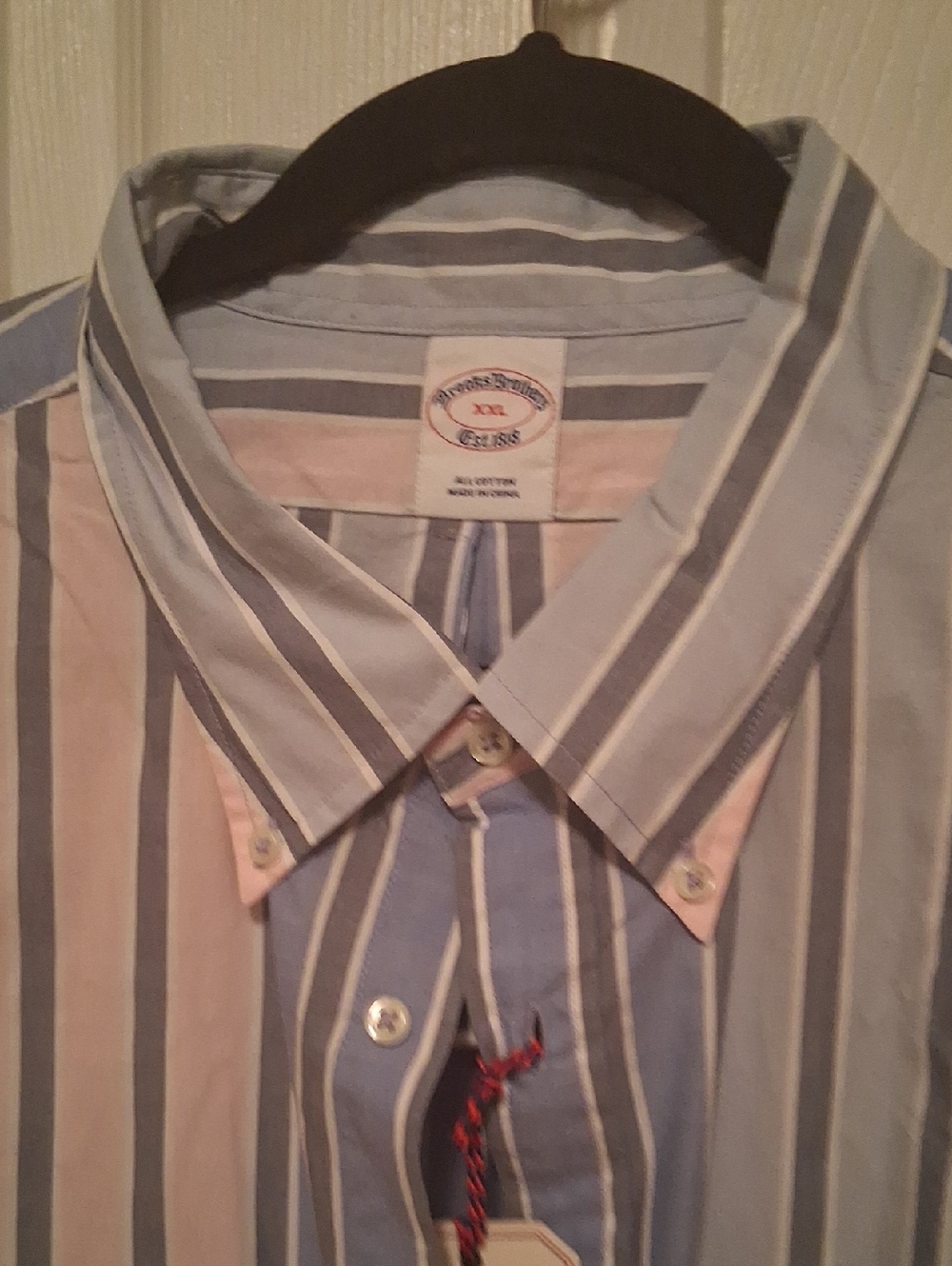 Brooks Brothers Striped Button-Down Shirt in Light Blue & Pink Xxl W Front Pocke